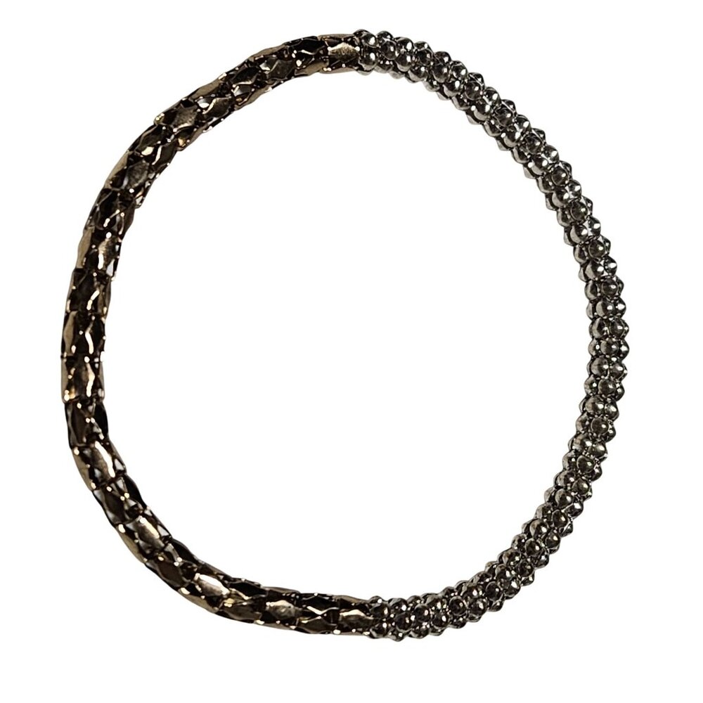 Vintage 1968 Two Tone Gold Silver Chain Bangle Bracelet Retro Fashion Jewelry